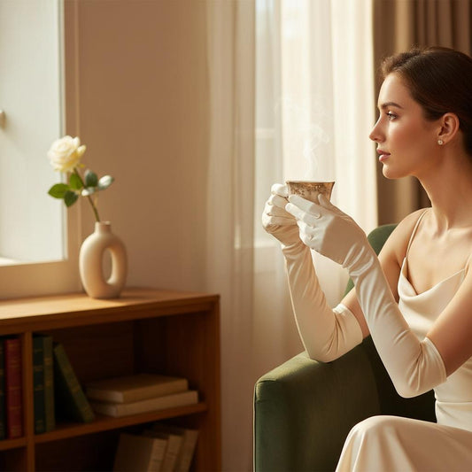 Guantes Largos de Satén Aperlado 3/4 - Estilo Elegante