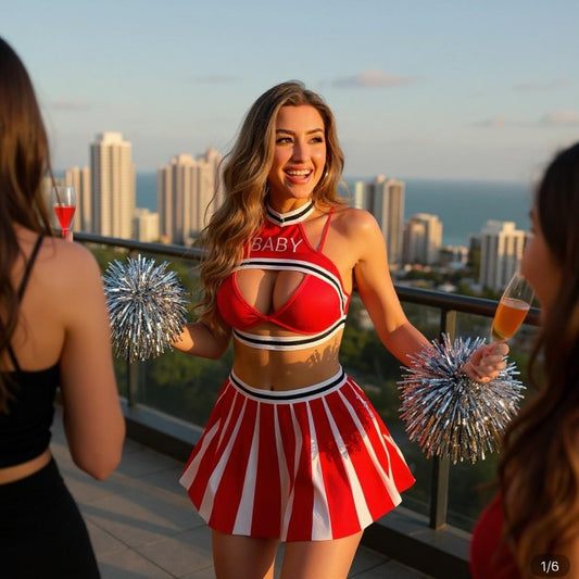 Disfraz de Lencería Porrista Rojo - Talla G