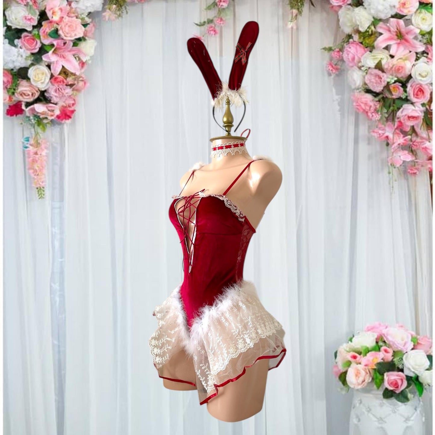 Disfraz de Lencería Conejita Rojo - Talla M