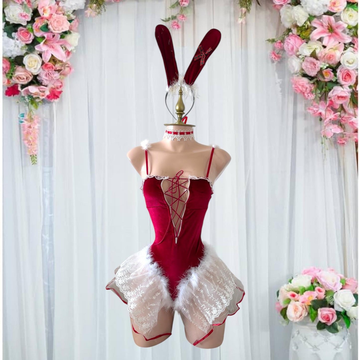 Disfraz de Lencería Conejita Rojo - Talla M