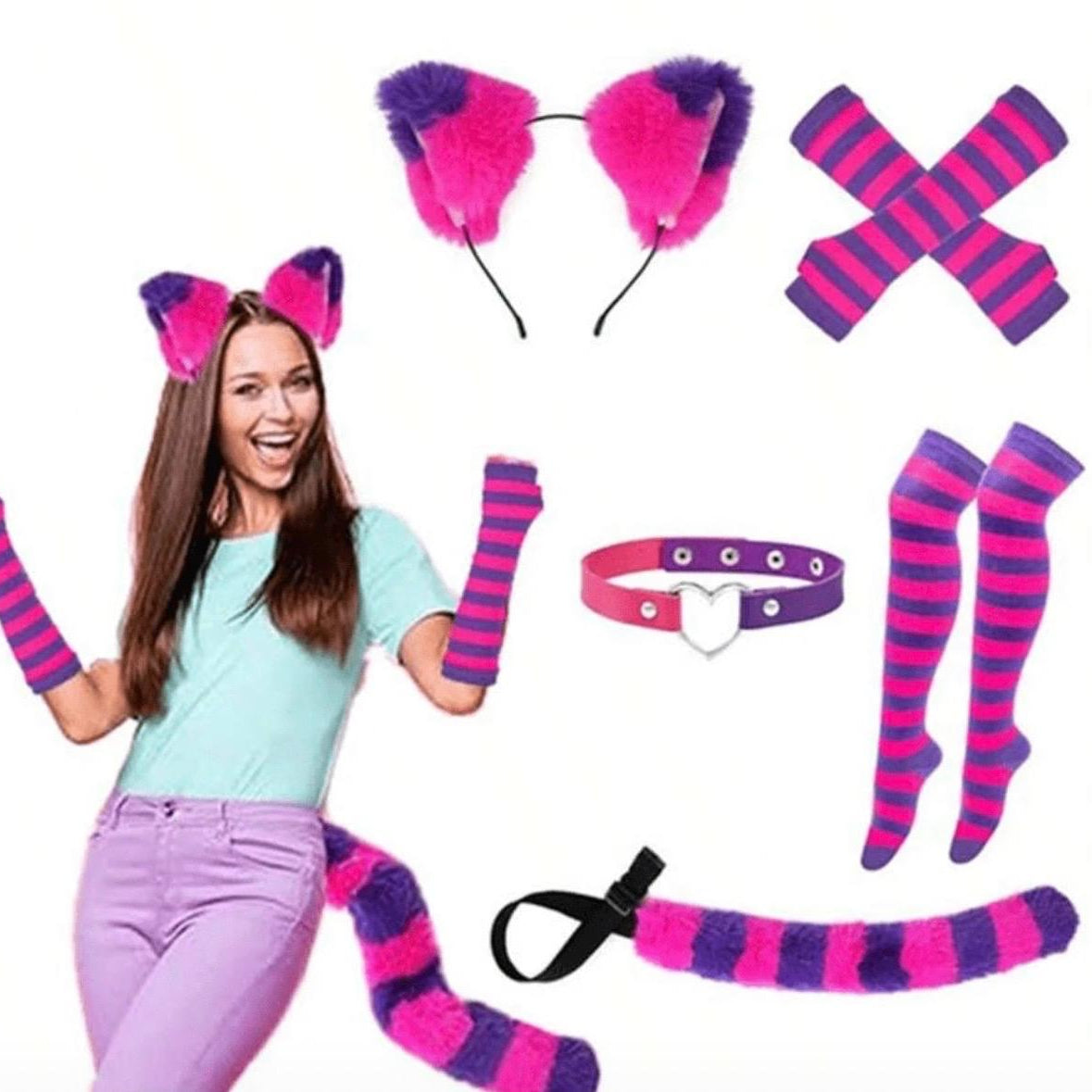 Set de Accesorios Cheshire Morado con Rosa - 7 Piezas