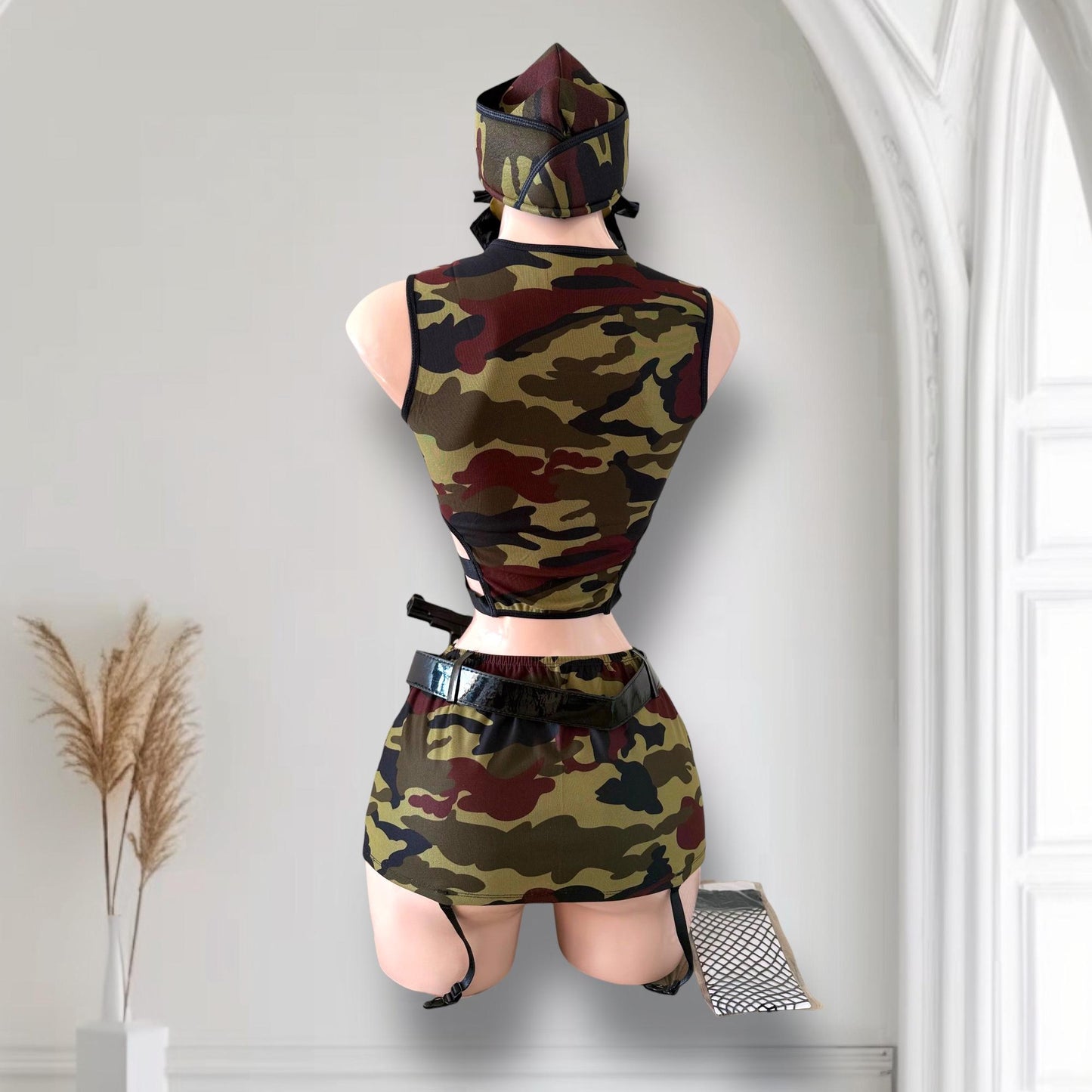 Disfraz de Lencería Militar Camuflaje con Accesorios Completos - Talla M