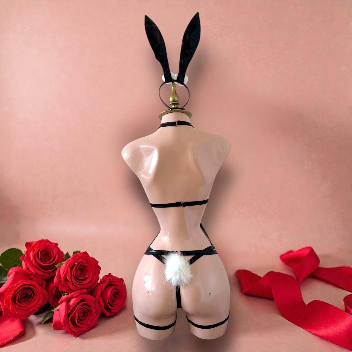 Disfraz de Lencería Conejita Negro y Accesorios - Talla S