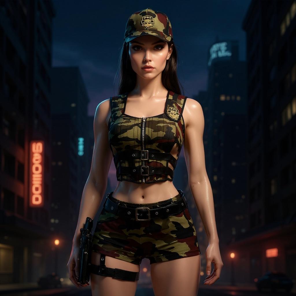 Disfraz de Lencería Militar Camuflaje con Accesorios Completos - Talla M