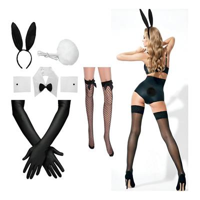 Disfraz de Lencería Conejita Playboy Negro - Talla M