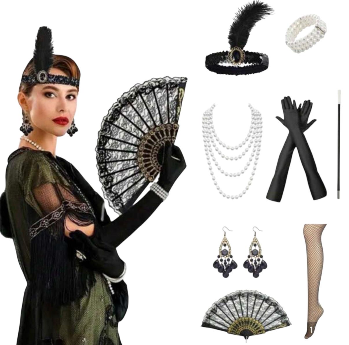 Set de Accesorios de Burlesque Estilo Años 20 - 10 Piezas