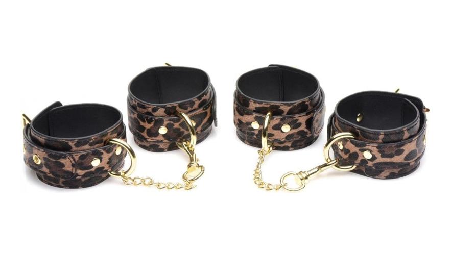 Set de Bondage Leopardo Premium con Esposas y Accesorios - 8 piezas