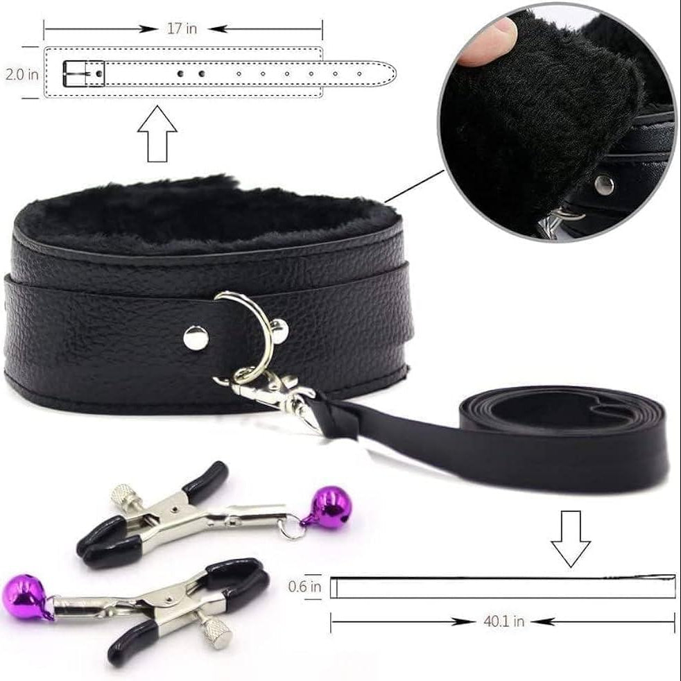 Set de Bondage Negro Completo con Esposas y Accesorios - 10 Piezas