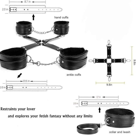 Set de Bondage Negro Completo con Esposas y Accesorios - 10 Piezas