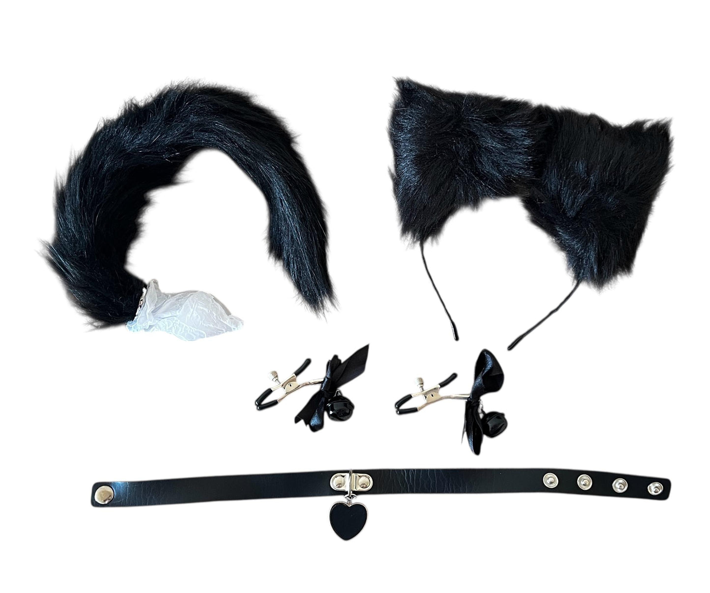 Set de Accesorios de Gato Negro con Peluche - 4 Piezas