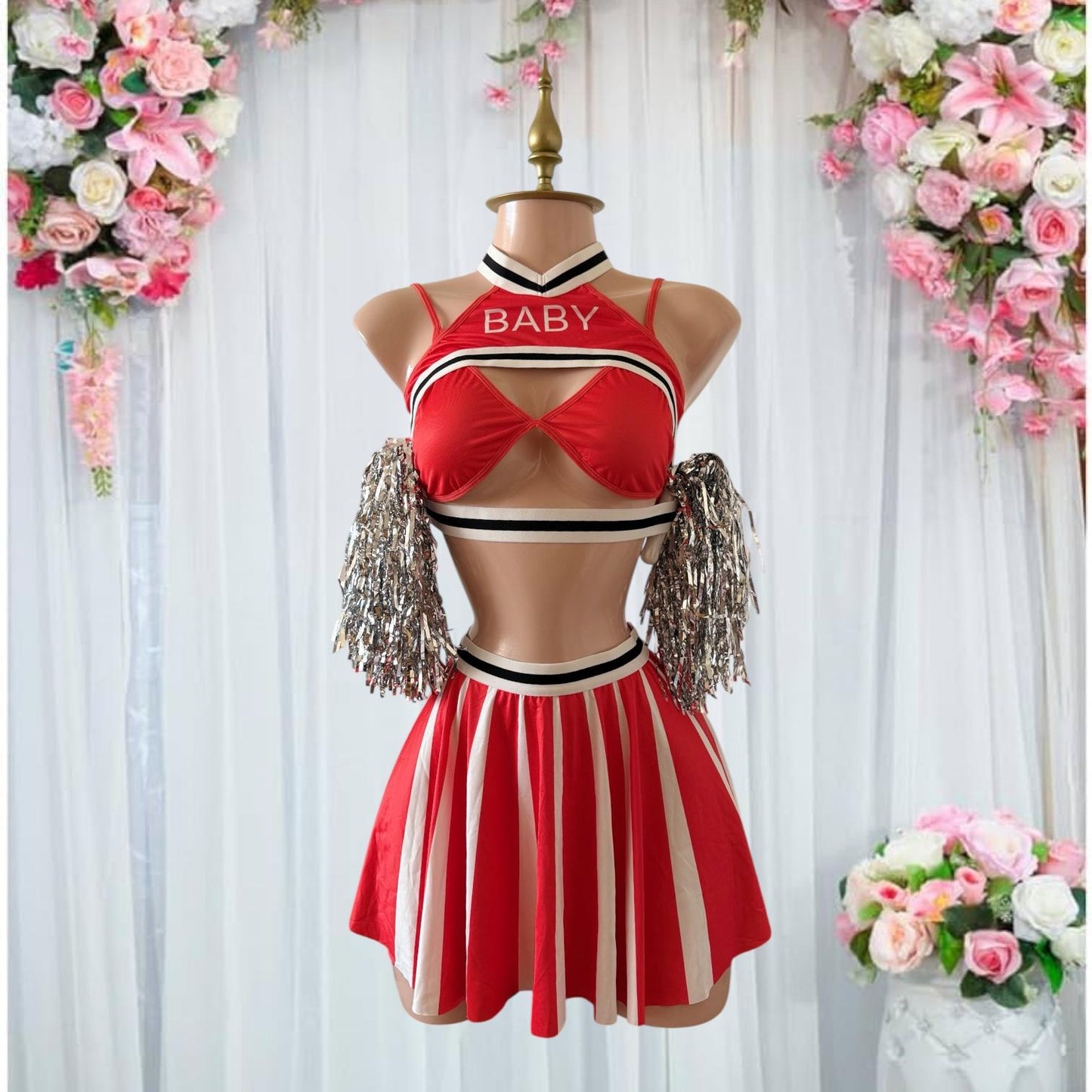 Disfraz de Lencería Porrista Rojo - Talla G