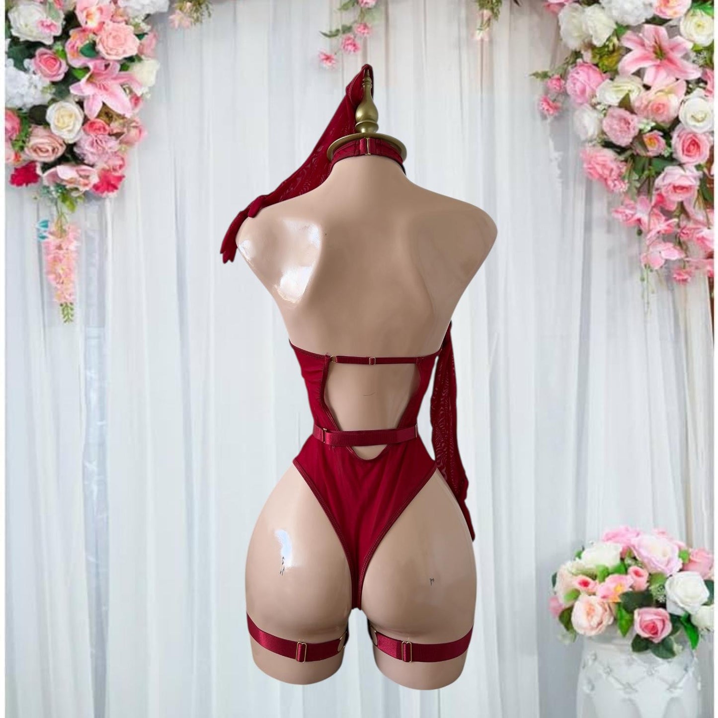 Conjunto de Lencería Elegante Rojo Vino - Talla M